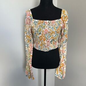 Sadie and Sage Multicolor Floral Square Neck Blouse